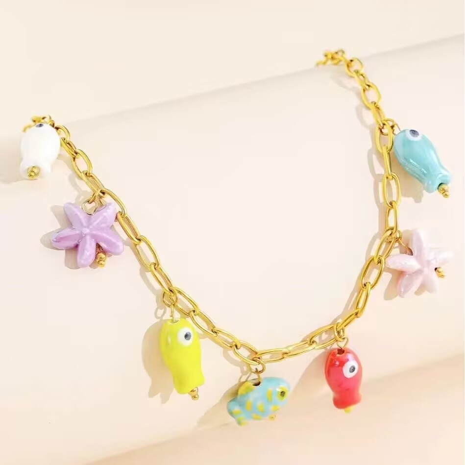 5Pcs New Summer Colorful Ename - Ceramic Link Bracelet recension och pris